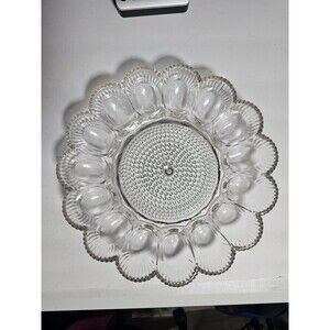 Vintage Indiana Glass Hobnail Deviled Egg Plate Clear Glass